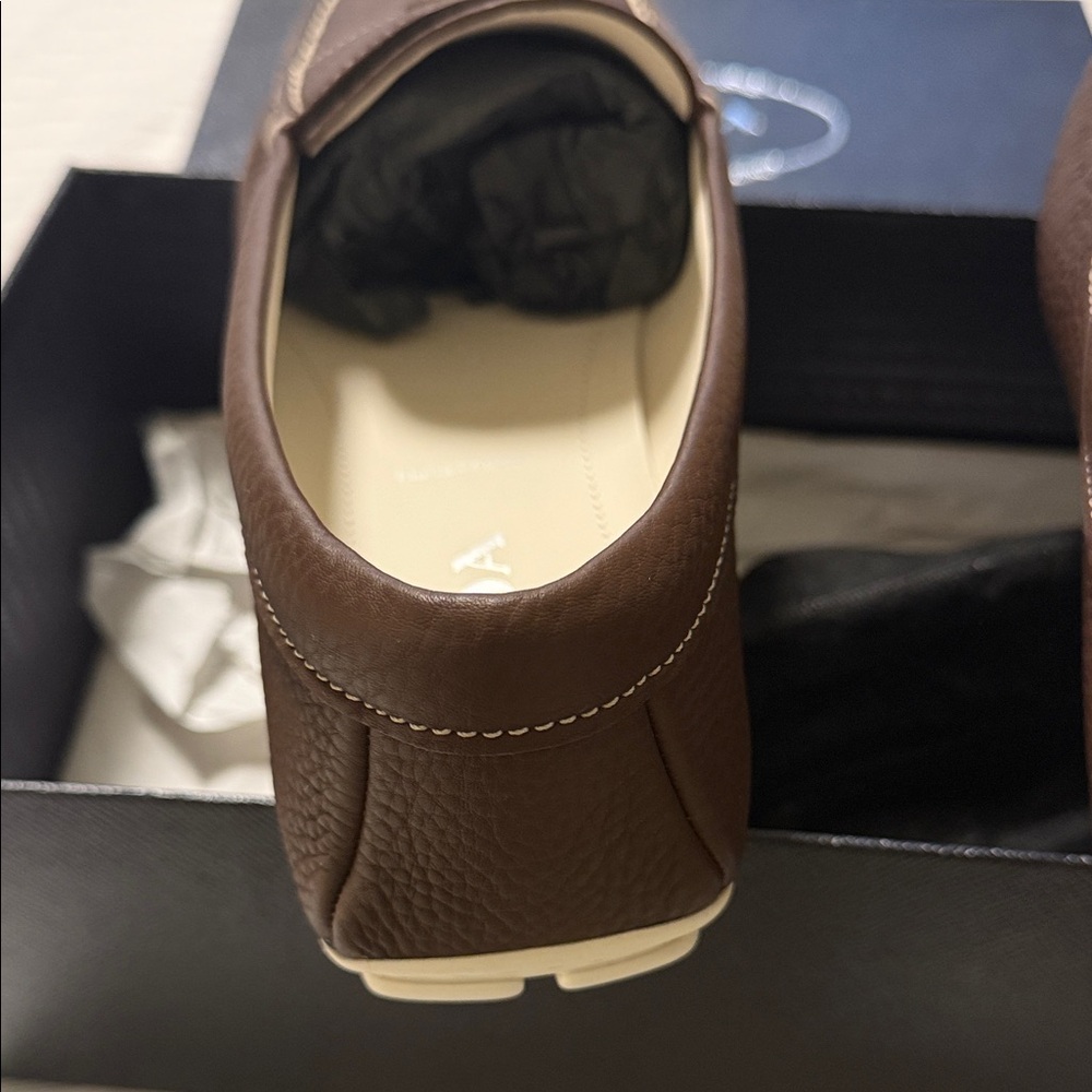 Prada Men's Dark Brown Leather Loafers - Picture 2 of 7